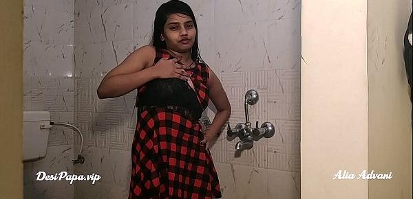  desi college girl alia advani taking shower